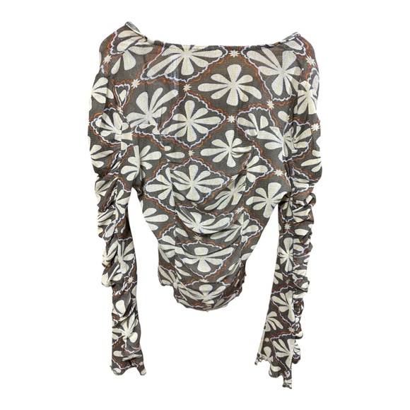 Free People Through the Meadow Foral V-Neck Top in Dried Basil - Picture 9 of 13